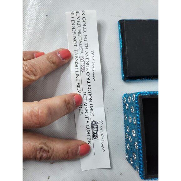 Vintage Blue Square Covered Hand Crafted Beaded Glittery Trinket Box Keepsake - Picture 5 of 8